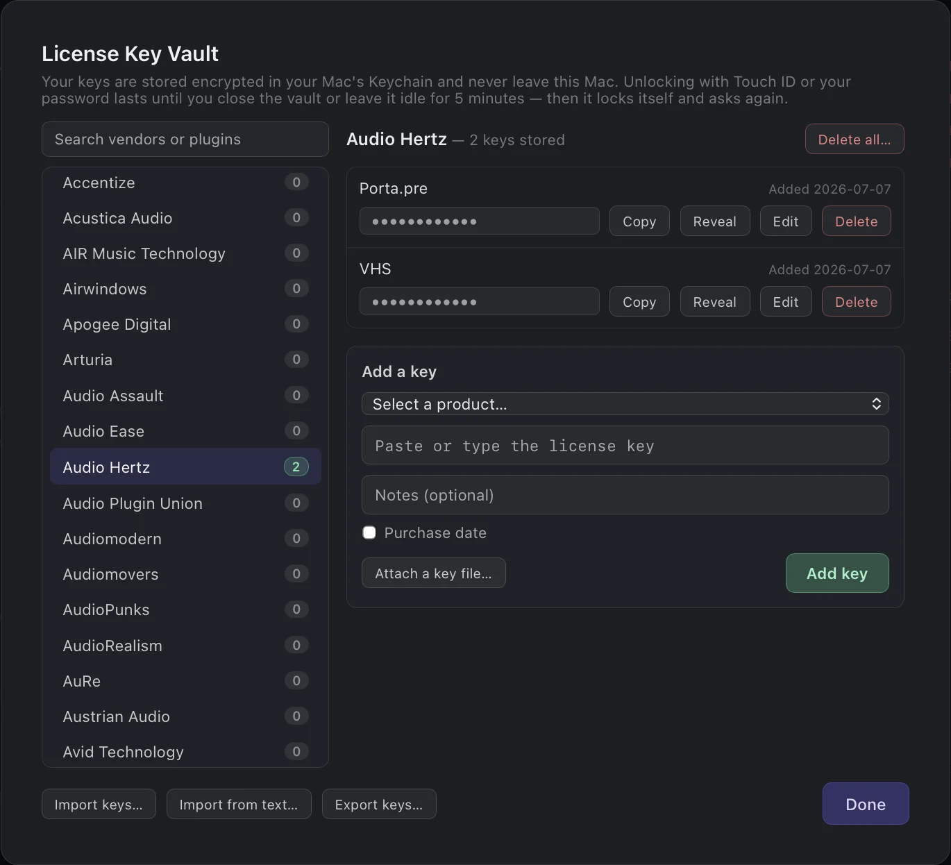 License Key Vault